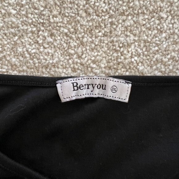 Whimsygoth Black Flowy Midi Dress With White Lace Hem & Lace Sleeve Details 2XL - Picture 4 of 8